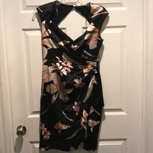 Maggy London black and pink floral dress
